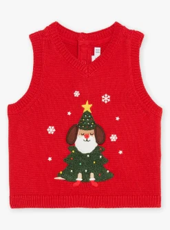 Sergent Major Pull, Gilet & Cardigan-Pull sans manches rouge &agrave; imprim&eacute; No&euml;l