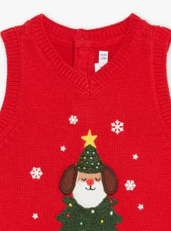 Sergent Major Pull, Gilet & Cardigan-Pull sans manches rouge &agrave; imprim&eacute; No&euml;l