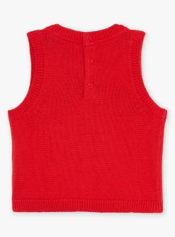 Sergent Major Pull, Gilet & Cardigan-Pull sans manches rouge &agrave; imprim&eacute; No&euml;l