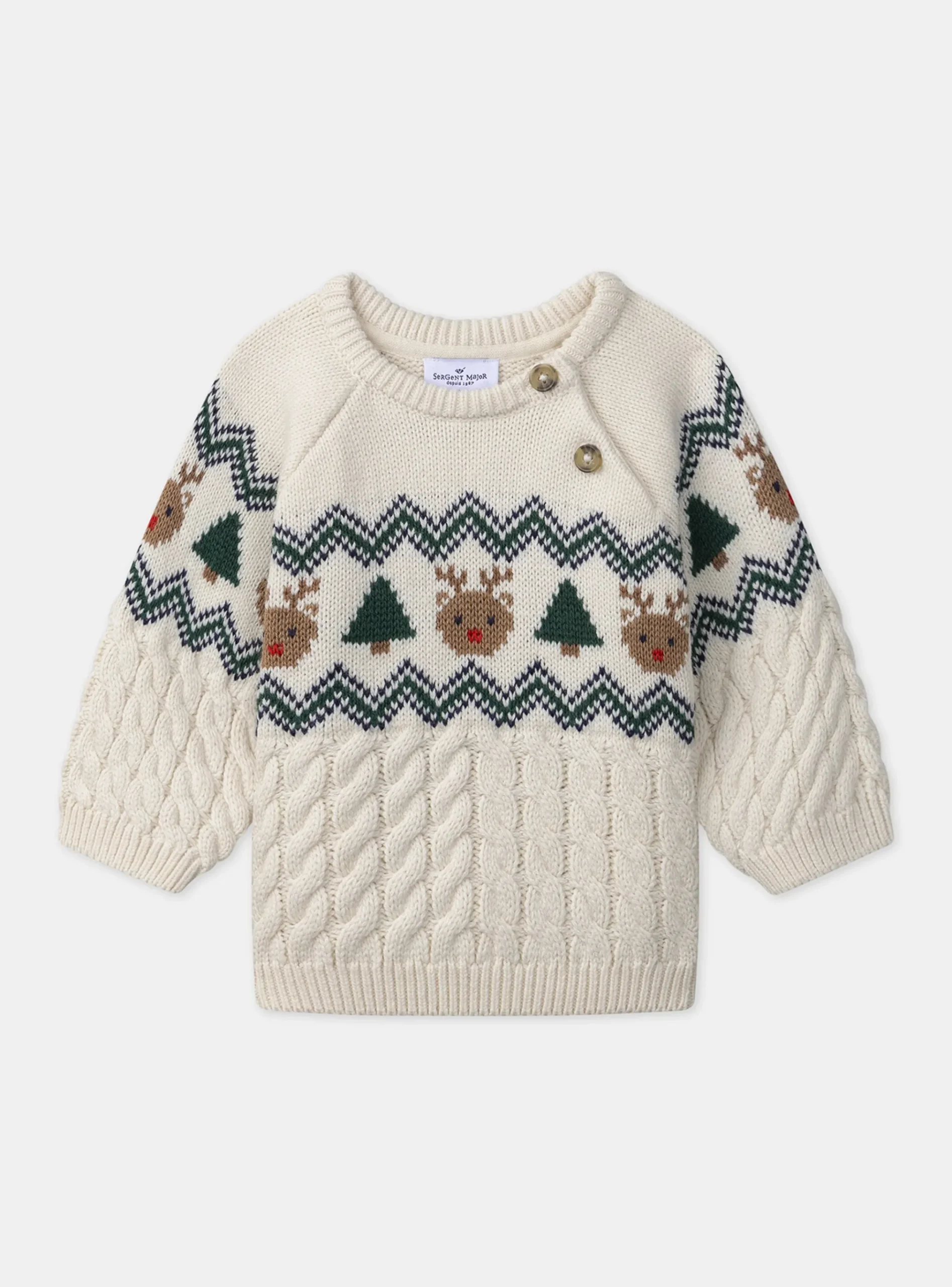 Sergent Major Pull, Gilet & Cardigan-Pull torsadé et jacquard Noël