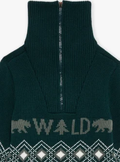 Sergent Major Pull, Gilet & Sweat-Pull vert bouteille en jacquard