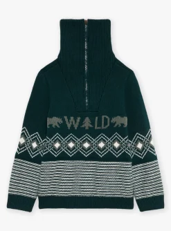 Sergent Major Pull, Gilet & Sweat-Pull vert bouteille en jacquard