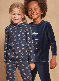 Sergent Major Pyjama-Pyjama bleu marine &agrave; imprim&eacute; fleuri