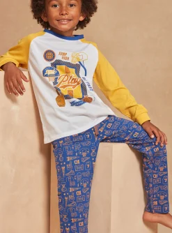 Sergent Major Pyjama-Pyjama bleu roi et jaune en jersey