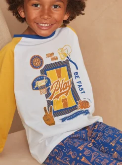 Sergent Major Pyjama-Pyjama bleu roi et jaune en jersey