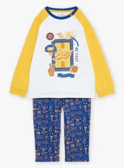 Sergent Major Pyjama-Pyjama bleu roi et jaune en jersey