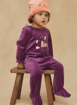 Sergent Major Pyjama & Grenouillère-Pyjama et bonnet violet en velours