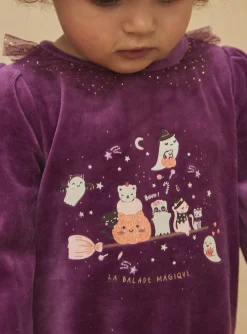 Sergent Major Pyjama & Grenouillère-Pyjama et bonnet violet en velours