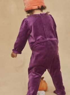 Sergent Major Pyjama & Grenouillère-Pyjama et bonnet violet en velours