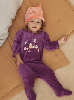 Sergent Major Pyjama & Grenouillère-Pyjama et bonnet violet en velours