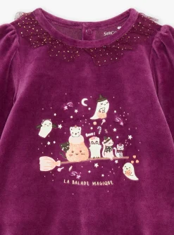 Sergent Major Pyjama & Grenouillère-Pyjama et bonnet violet en velours