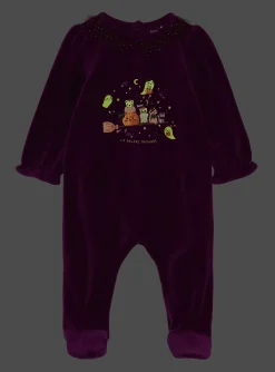 Sergent Major Pyjama & Grenouillère-Pyjama et bonnet violet en velours
