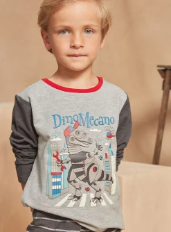 Sergent Major Pyjama-Pyjama gris chiné en molleton gratté et jersey