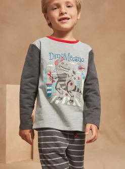 Sergent Major Pyjama-Pyjama gris chin&eacute; en molleton gratt&eacute; et jersey