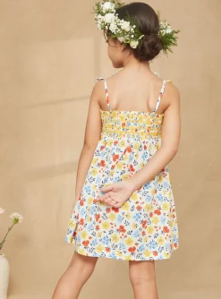 Sergent Major Robe & Combinaison-Robe &agrave; smocks &eacute;crue &agrave; imprim&eacute; fleuri