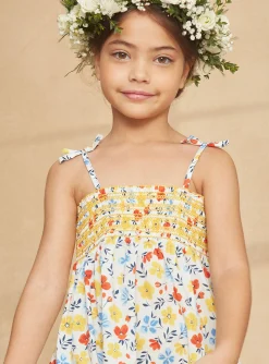 Sergent Major Robe & Combinaison-Robe &agrave; smocks &eacute;crue &agrave; imprim&eacute; fleuri