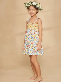 Sergent Major Robe & Combinaison-Robe &agrave; smocks &eacute;crue &agrave; imprim&eacute; fleuri