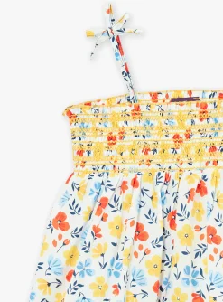 Sergent Major Robe & Combinaison-Robe &agrave; smocks &eacute;crue &agrave; imprim&eacute; fleuri