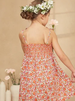 Sergent Major Robe & Combinaison-Robe &agrave; smocks vanille &agrave; imprim&eacute; fleuri