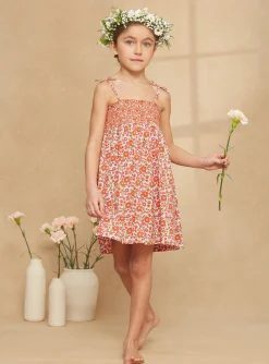 Sergent Major Robe & Combinaison-Robe &agrave; smocks vanille &agrave; imprim&eacute; fleuri