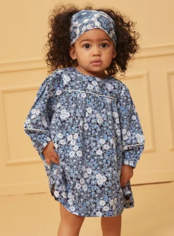 Sergent Major Robe-Robe bleu et blanc à imprimé fleuri