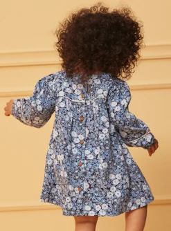 Sergent Major Robe-Robe bleu et blanc &agrave; imprim&eacute; fleuri