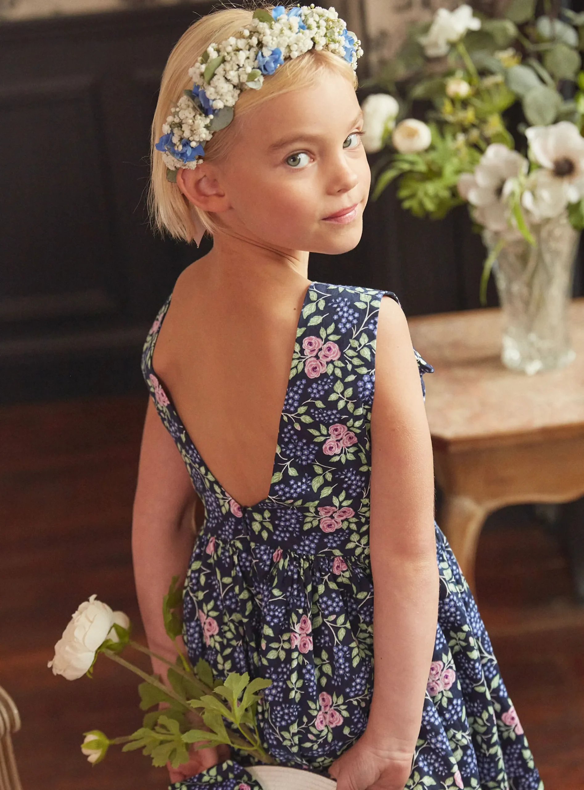 Sergent Major Robe & Combinaison-Robe bleu marine imprimée à fleurs dos nu