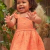 Sergent Major Robe-Robe chasuble orange en gaze de coton &agrave; imprim&eacute; fleuri