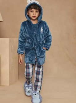 Sergent Major Pyjama-Robe de chambre bleue à capuche