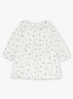 Sergent Major Robe-Robe &eacute;crue &agrave; imprim&eacute; &agrave; carreaux et fleuri
