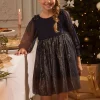 Sergent Major Robe & Combinaison-Robe marine &agrave; sequins dor&eacute;s