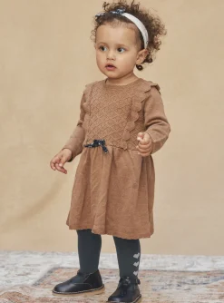 Sergent Major Robe-Robe marron chin&eacute; en tricot fantaisie
