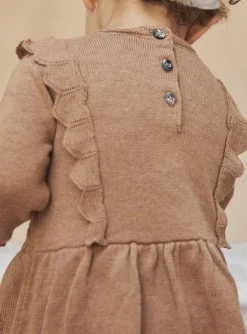 Sergent Major Robe-Robe marron chin&eacute; en tricot fantaisie