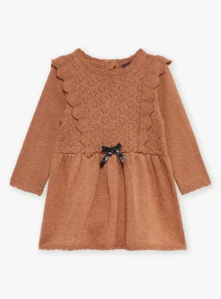 Sergent Major Robe-Robe marron chin&eacute; en tricot fantaisie
