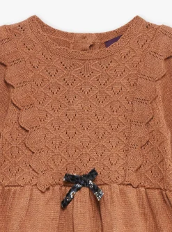 Sergent Major Robe-Robe marron chin&eacute; en tricot fantaisie