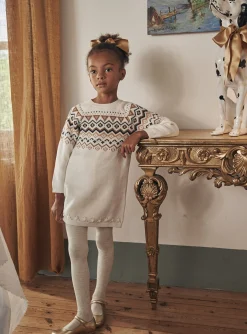 Sergent Major Robe & Combinaison-Robe pull &eacute;crue &agrave; motifs jacquard