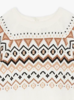 Sergent Major Robe & Combinaison-Robe pull &eacute;crue &agrave; motifs jacquard
