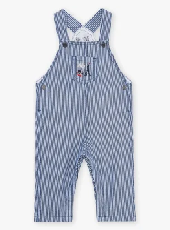 Sergent Major Ensemble, Combinaison & Salopette-Salopette bleue et blanche en twill &agrave; imprim&eacute; &agrave; rayures