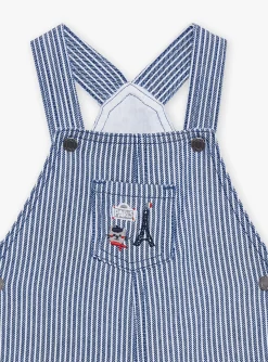 Sergent Major Ensemble, Combinaison & Salopette-Salopette bleue et blanche en twill &agrave; imprim&eacute; &agrave; rayures