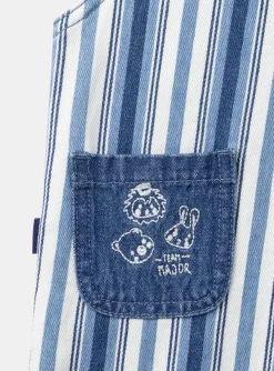 Sergent Major Ensemble, Combinaison & Salopette-Salopette longue bleu et blanc en denim &agrave; imprim&eacute; &agrave; rayures