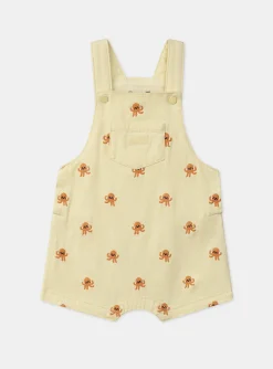 Sergent Major Ensemble, Combinaison & Salopette-Salopette short jaune poussin à broderies poulpes oranges