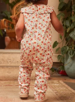 Sergent Major Ensemble, Combinaison & Salopette-Salopette vanille en twill &agrave; imprim&eacute; fleuri