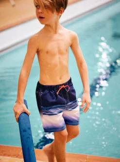 Sergent Major Maillot De Bain & Tenue De Plage-Short de bain bleu dégradé à rayures rouge enfant garçon