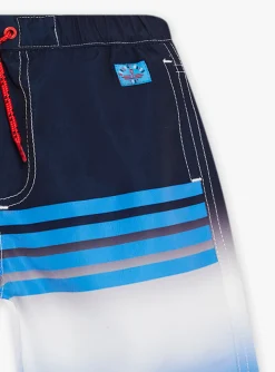 Sergent Major Maillot De Bain & Tenue De Plage-Short de bain bleu d&eacute;grad&eacute; &agrave; rayures rouge enfant gar&ccedil;on