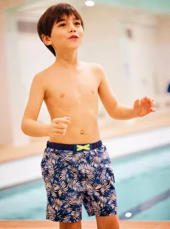 Sergent Major Maillot De Bain & Tenue De Plage-Short de bain bleu imprimé feuilles enfant garçon