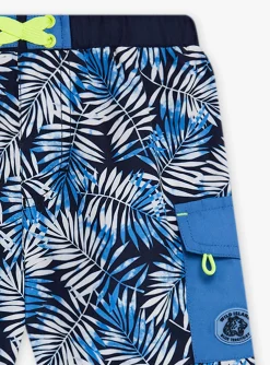 Sergent Major Maillot De Bain & Tenue De Plage-Short de bain bleu imprim&eacute; feuilles enfant gar&ccedil;on