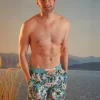 Sergent Major Maillot De Bain & Tenue De Plage-Short de bain turquoise &agrave; imprim&eacute; fleuri