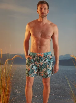Sergent Major Maillot De Bain & Tenue De Plage-Short de bain turquoise &agrave; imprim&eacute; fleuri