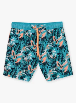 Sergent Major Maillot De Bain & Tenue De Plage-Short de bain turquoise &agrave; imprim&eacute; fleuri