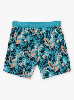 Sergent Major Maillot De Bain & Tenue De Plage-Short de bain turquoise &agrave; imprim&eacute; fleuri